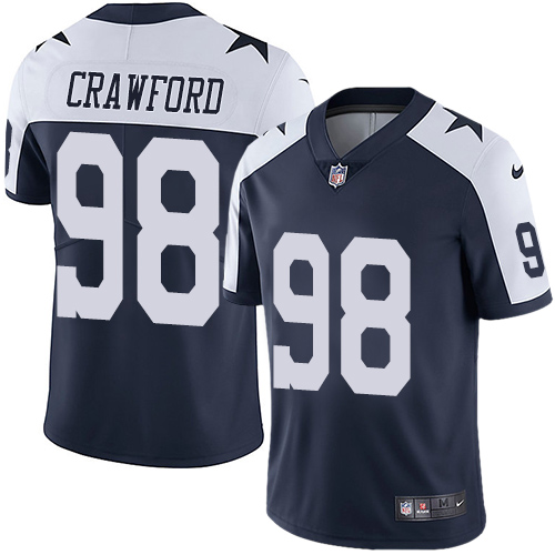 Nike Cowboys #98 Tyrone Crawford Navy Blue Thanksgiving Men's Stitched NFL Vapor Untouchable Limited Throwback Jersey - Click Image to Close